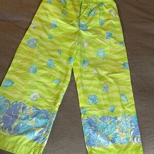 Lilly Pulitzer Lime Shell-Print Pants with Aqua Accents